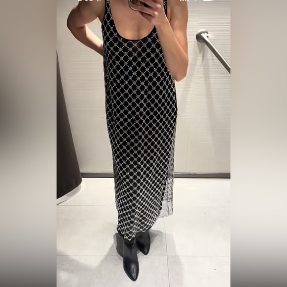 NWT Zara Chic Beaded Jewel Midi Dress - Picture 16 of 17